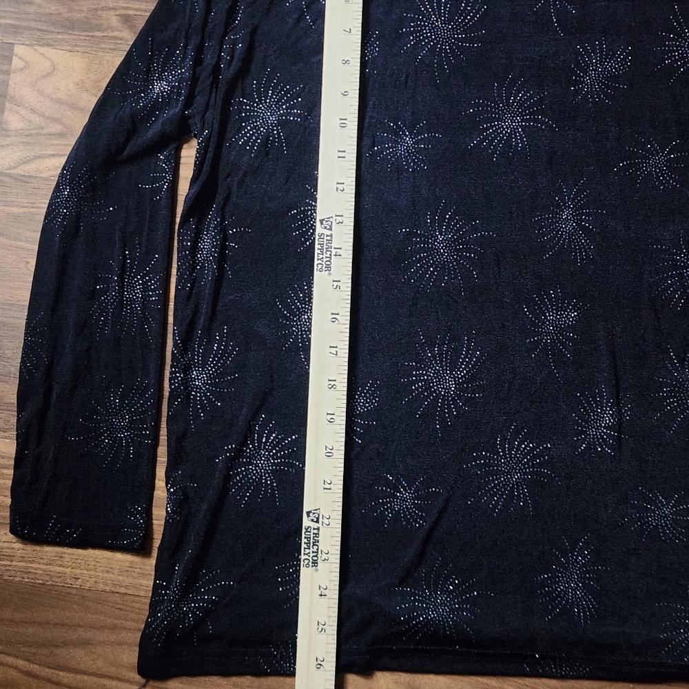 Y2K Black Sparkle Starburst Top Soft Grunge Minimalist Rhinestone - Picture 7 of 9